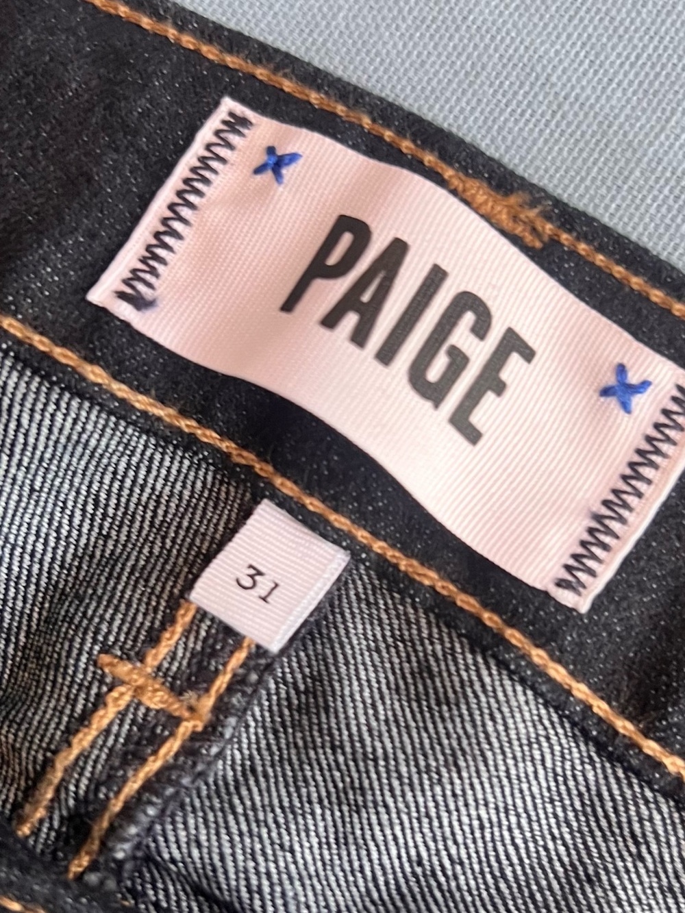 Paige Peg Straight Jeans Sz 31/12 Dark Wash Mid Rise NWOT - Picture 7 of 8